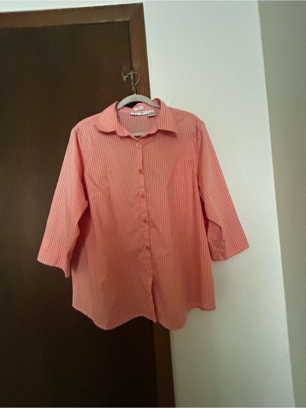 dressbarn Coral Check Button-Up Shirt